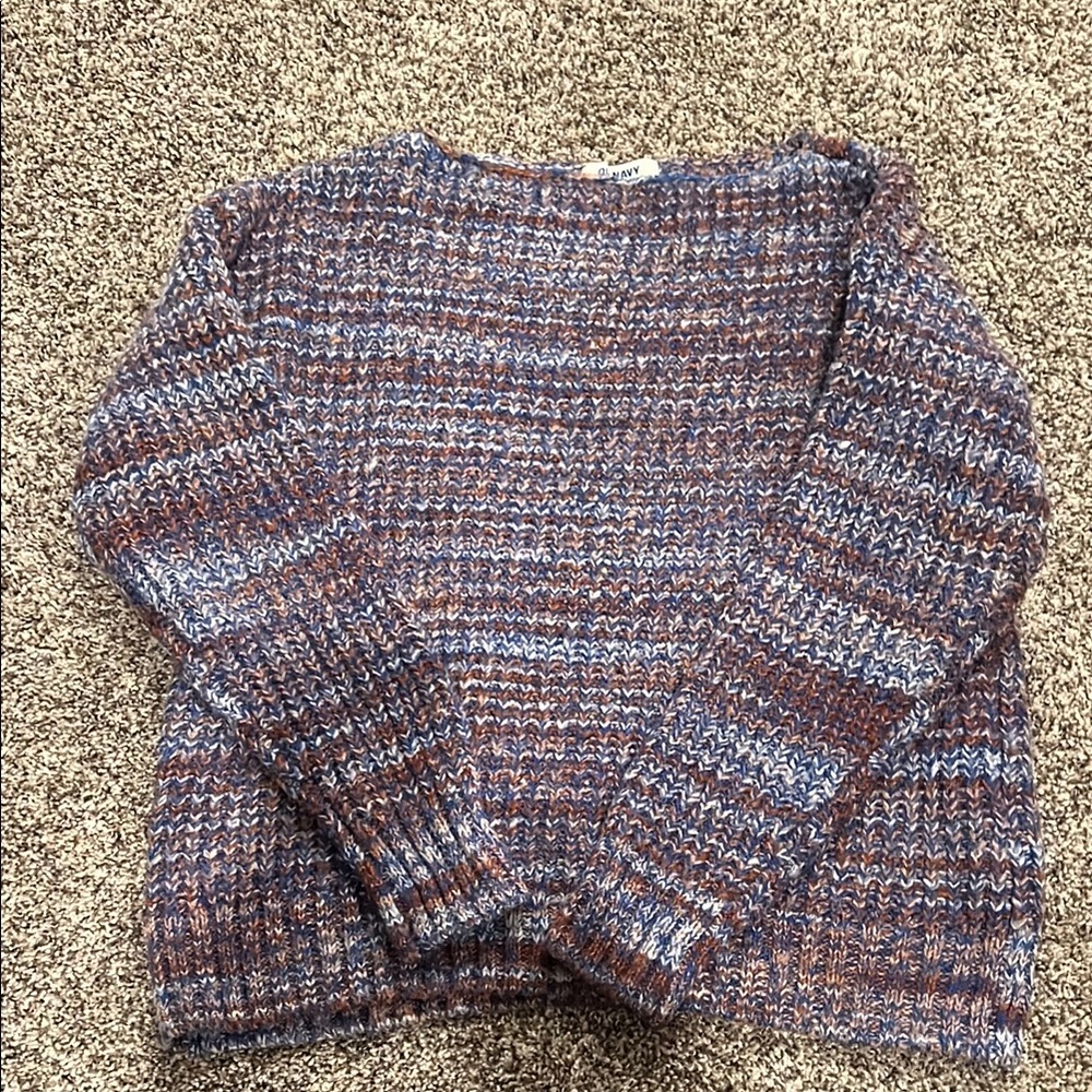 Old Navy Blue and Brown Crew Neck Sweater with Cozy Knit